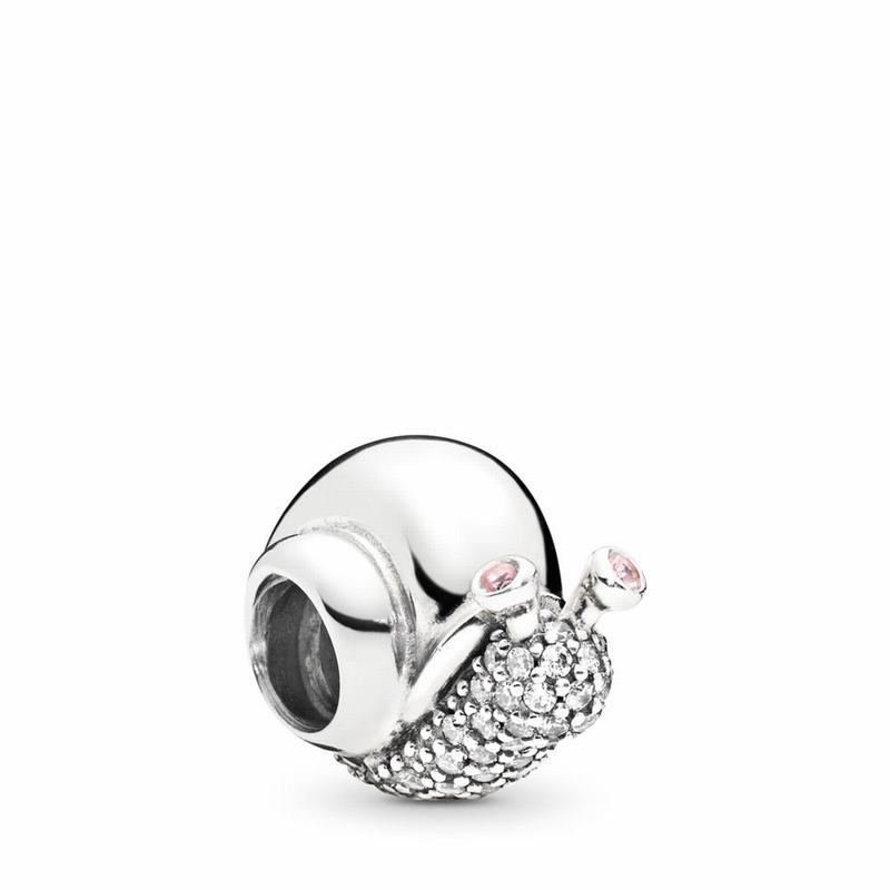 Pandora Sparkling Snail Charm - Sterling Silver/Pink/Mixed Stones/Cubic Zirconia - Canada | WB4570TY